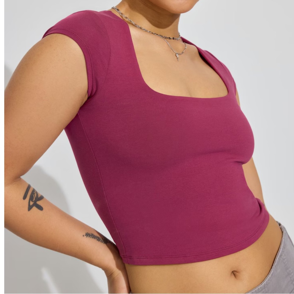 Garage Portia Magenta Square Neck Top